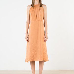 Oak + Fort Black Satin Midi Dress